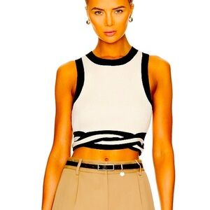 BY VICI BOUTIQUE BRAND NEW A Black and Cream Fitted Crop Tank Top!